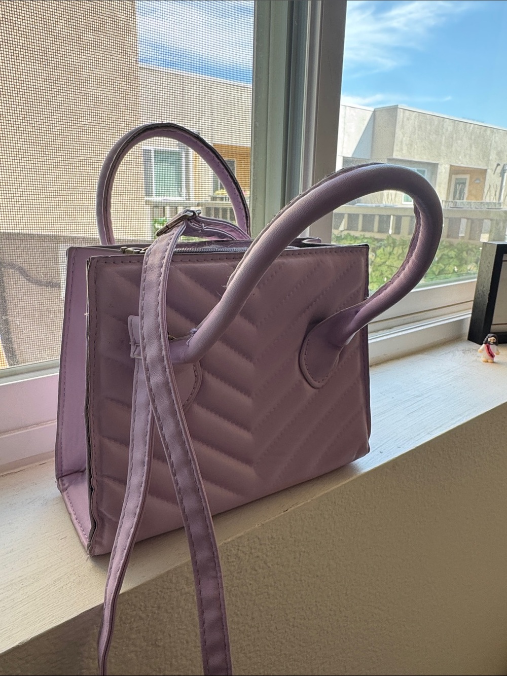 Amazon Lavender Quilted Top-Handle Satchel